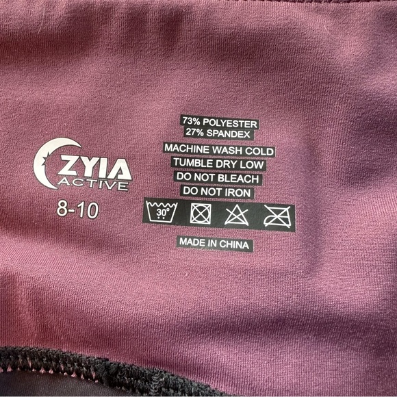 ZYIA active joker light and tight plum purple black leggings size 8 - 10 - Picture 6 of 9